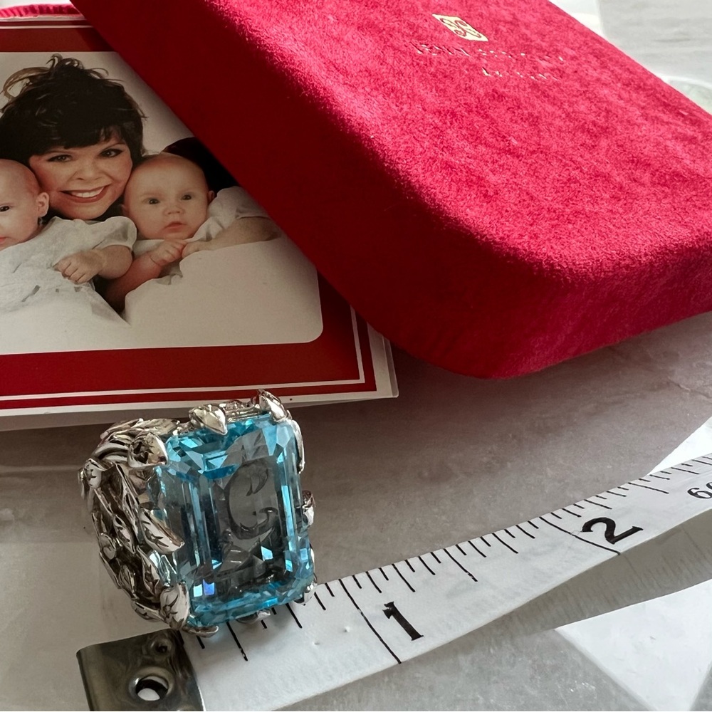 Rare Vintage Glam Jennifer Cary 925 Silver Blue Topaz w/small Diamonds Ring - Picture 12 of 15